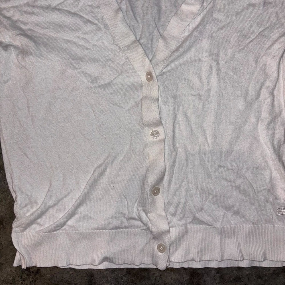 Banana Republic Cardigan Sweater Womens Medium White Cotton V Neck Button Front - Picture 5 of 14